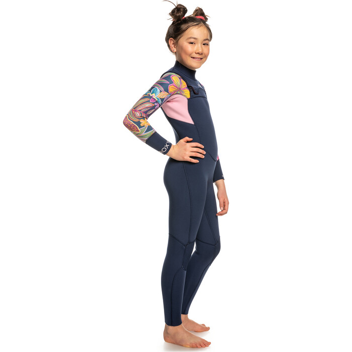 2024 Roxy Girls Swell Series 4/3mm GBS Chest Zip Wetsuit ERGW103058 - Mood Indigotrue Paradise